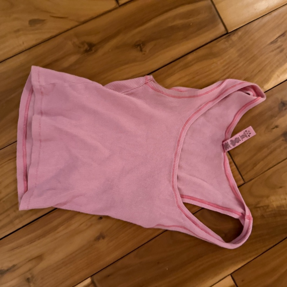 Pink Ribbed Tank Top